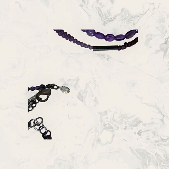 Chico’s Lavender, Gold & Silver Double Strand Beaded Necklace - Picture 3 of 6